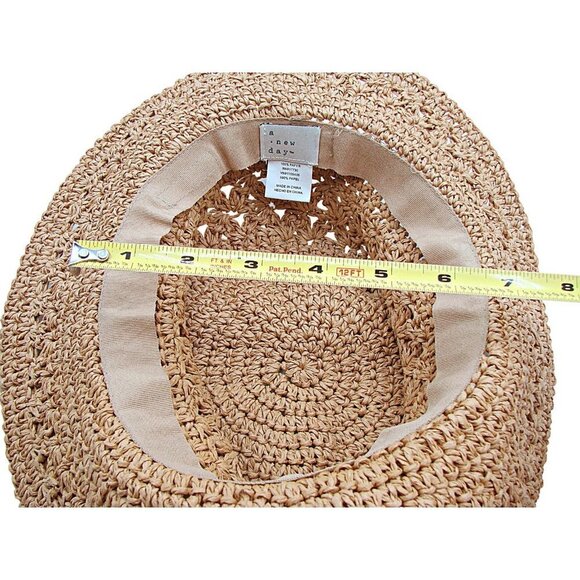 A New Day Womens Natural Color Tan Chateau Panama Wide Floppy Brim Sun Beach Hat - Picture 7 of 12